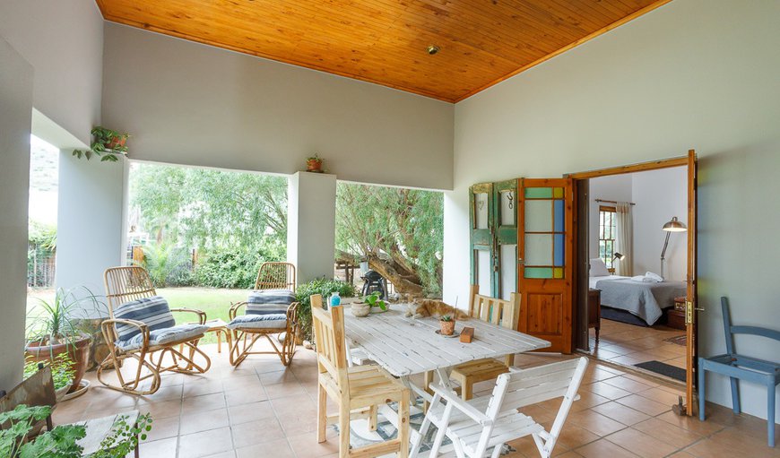 Patio seating area in De Rust, Western Cape, South Africa